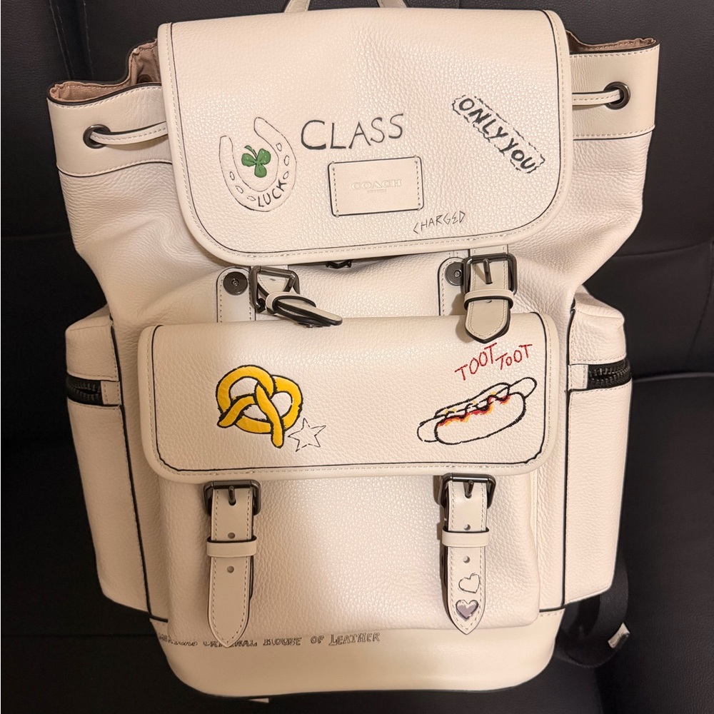 White Leather COACH Backpack